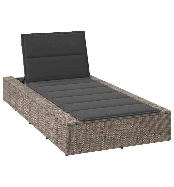 Transat avec coussin flottant gris résine tressée | Mobilier & Déco