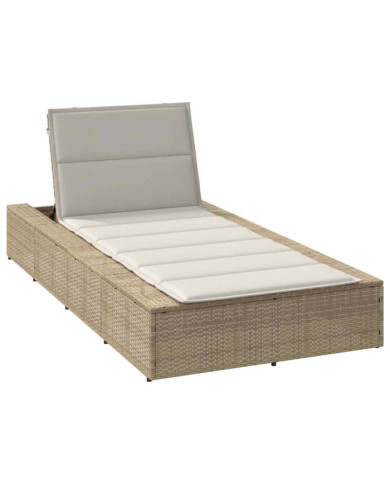 Transat avec coussin flottant beige résine tressée | Mobilier & Déco
