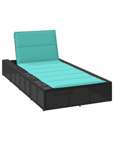 Transat avec coussin flottant noir résine tressée | Mobilier & Déco