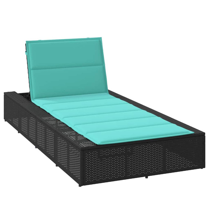 Transat avec coussin flottant noir résine tressée | Mobilier & Déco