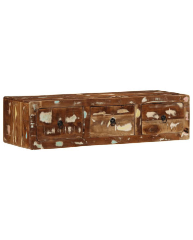 Meuble TV mural 100x32x25 cm bois massif de récupération | Mobilier & Déco
