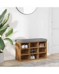 Banc à chaussures chêne artisanal 82x32x50 cm bois d'ingénierie | Mobilier & Déco