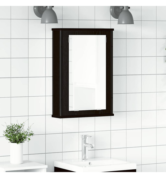 Armoire à miroir de salle de bain chêne noir bois ingénierie | Mobilier & Déco