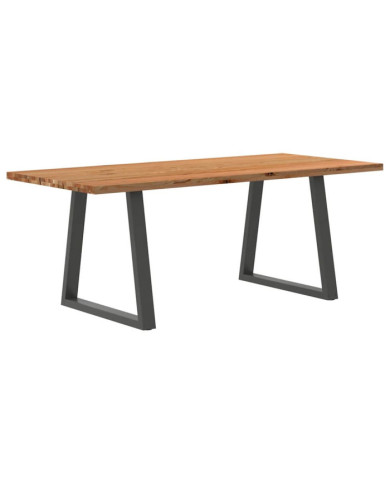 Table à manger marron clair bois de chêne massif rectangulaire | Mobilier & Déco