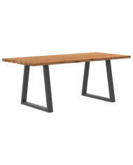 Table à manger marron clair bois de chêne massif rectangulaire | Mobilier & Déco
