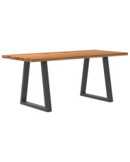 Table à manger marron clair bois de chêne massif rectangulaire | Mobilier & Déco
