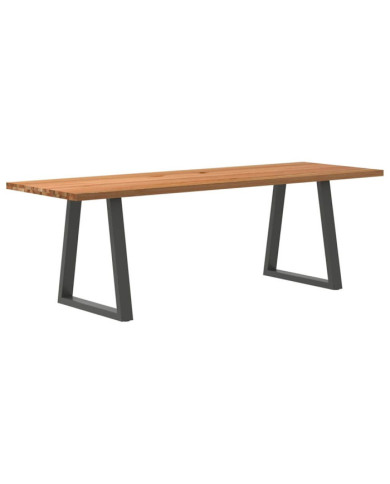 Table à manger marron clair bois de chêne massif rectangulaire | Mobilier & Déco