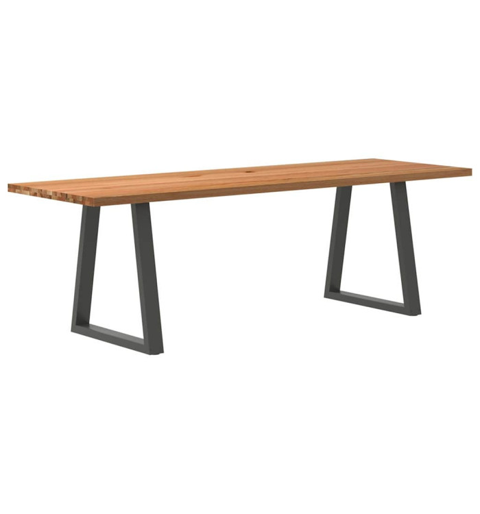 Table à manger marron clair bois de chêne massif rectangulaire | Mobilier & Déco