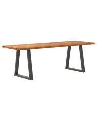 Table à manger marron clair bois de chêne massif rectangulaire | Mobilier & Déco