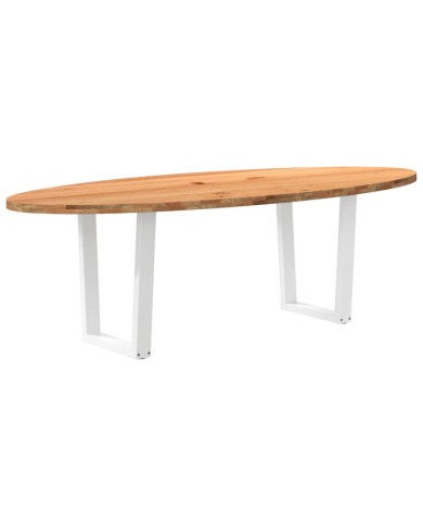 Table à manger marron clair bois de chêne massif ovale | Mobilier & Déco
