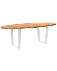 Table à manger marron clair bois de chêne massif ovale | Mobilier & Déco
