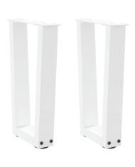Pieds de table basse en forme de V, 2 pièces, blanc, 28 x (42-43,3) cm, acier | Mobilier & Déco