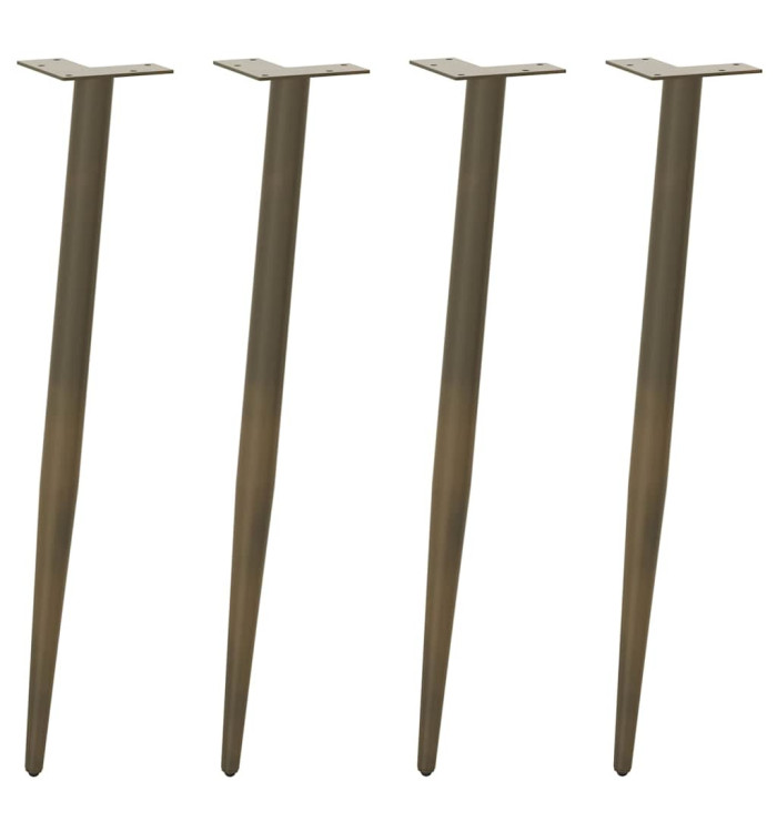 Pieds de table console forme conique 4 pièces acier naturel 72-73 cm | Mobilier & Déco