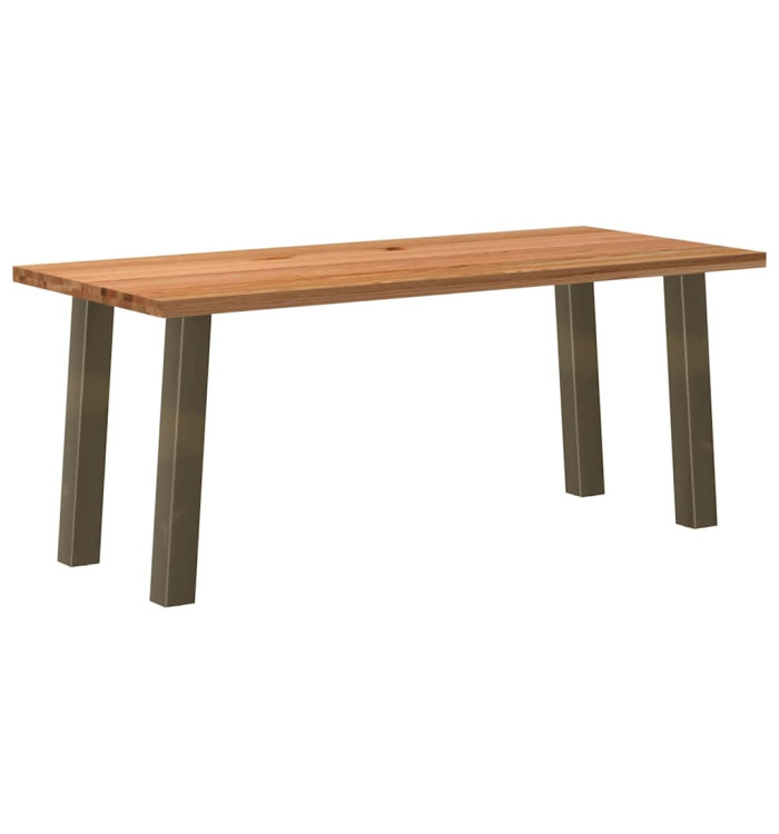 Table à manger marron clair bois de chêne massif rectangulaire | Mobilier & Déco