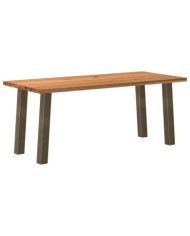 Table à manger marron clair bois de chêne massif rectangulaire | Mobilier & Déco