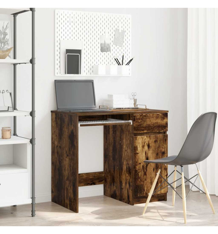 Bureau chêne fumé 86x49x76 cm bois d'ingénierie | Mobilier & Déco