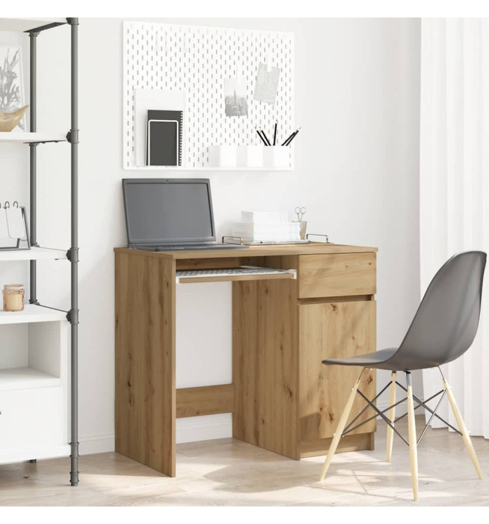 Bureau chêne artisanal 86x49x76 cm bois d'ingénierie | Mobilier & Déco