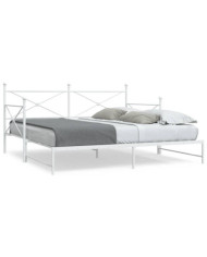Lit de jour avec lit gigogne sans matelas blanc 107x203cm acier | Mobilier & Déco