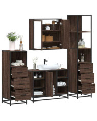 Ensemble de meubles de salle de bain 4 pcs chêne marron | Mobilier & Déco