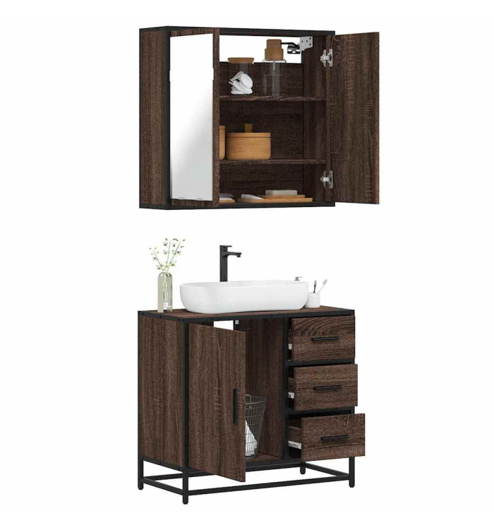 Ensemble de meubles de salle de bain 2 pcs Chêne marron | Mobilier & Déco