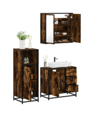 Ensemble de meubles de salle de bain 3 pcs Chêne fumé | Mobilier & Déco