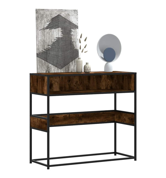 Table console chêne fumé 90x35x80 cm bois d'ingénierie | Mobilier & Déco