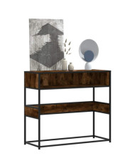 Table console chêne fumé 90x35x80 cm bois d'ingénierie | Mobilier & Déco