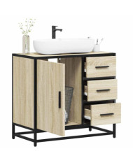 Armoire lavabo de salle de bain chêne sonoma bois d'ingénierie | Mobilier & Déco