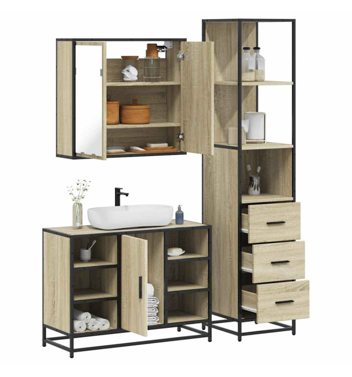 Ensemble de meubles de salle de bain 3 pcs chêne sonoma | Mobilier & Déco