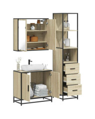 Ensemble de meubles de salle de bain 3 pcs chêne sonoma | Mobilier & Déco
