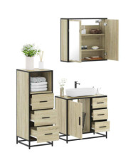 Ensemble de meubles de salle de bain 3 pcs chêne sonoma | Mobilier & Déco