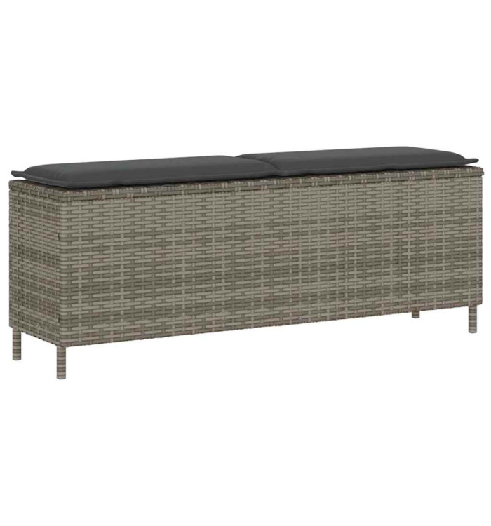 Banc de jardin avec coussin gris 110x30x40,5 cm résine tressée | Mobilier & Déco