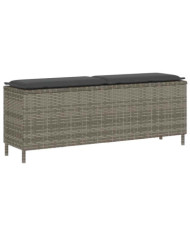Banc de jardin avec coussin gris 110x30x40,5 cm résine tressée | Mobilier & Déco