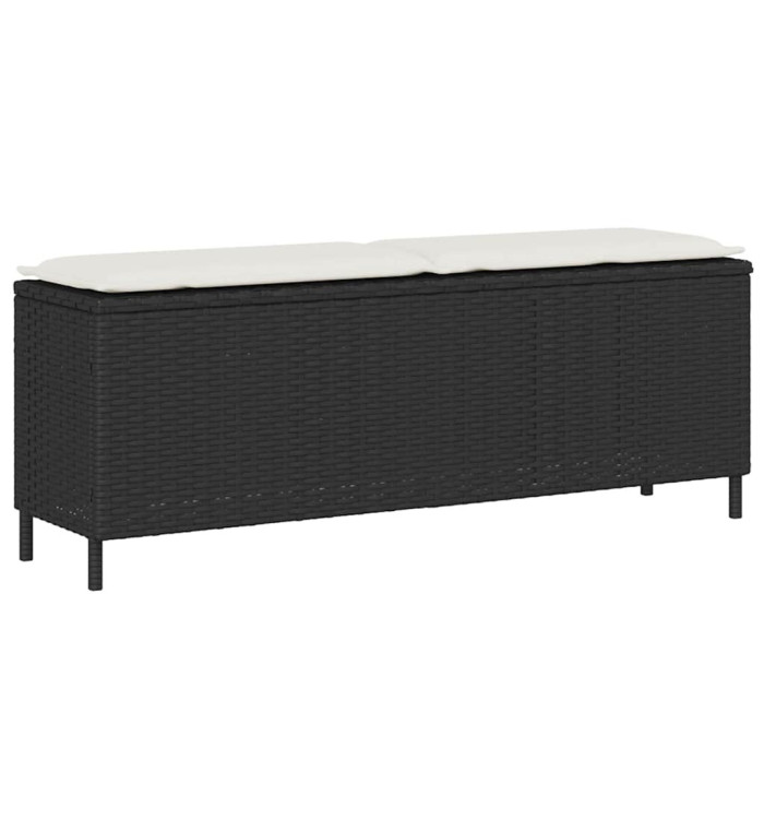 Banc de jardin avec coussin noir 110x30x40,5 cm résine tressée | Mobilier & Déco