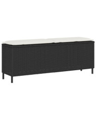 Banc de jardin avec coussin noir 110x30x40,5 cm résine tressée | Mobilier & Déco