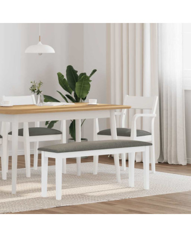 Banc 110 cm blanc bois massif caoutchouc | Mobilier & Déco