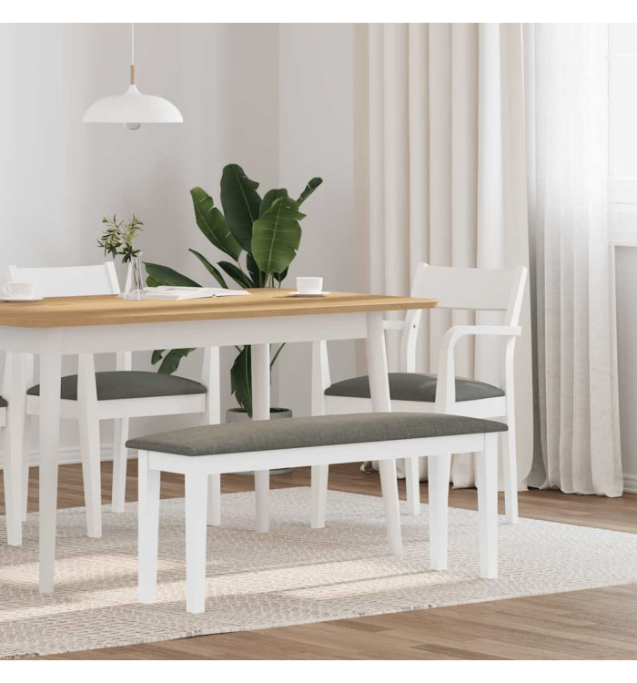 Banc 110 cm blanc bois massif caoutchouc | Mobilier & Déco