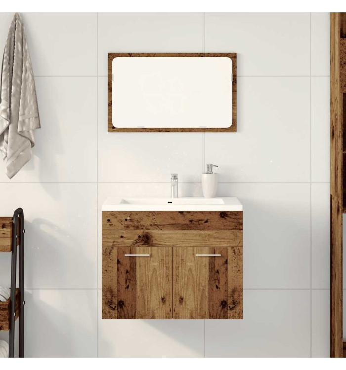 Ensemble de meubles salle de bain 2 pcs bois d'ingénierie | Mobilier & Déco