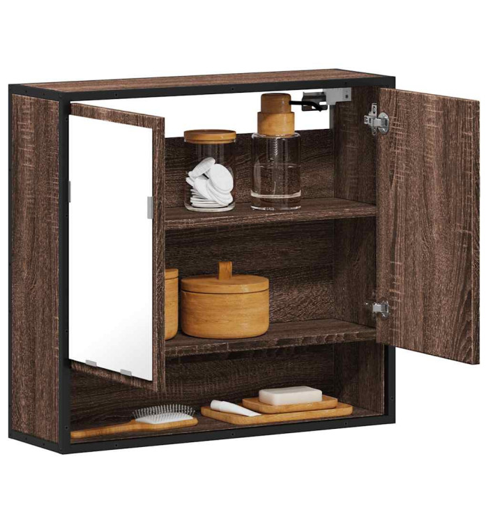 Armoire à miroir de salle de bain chêne marron bois ingénierie | Mobilier & Déco