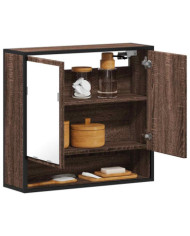 Armoire à miroir de salle de bain chêne marron bois ingénierie | Mobilier & Déco