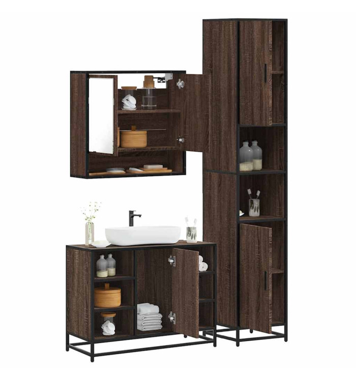 Ensemble de meubles de salle de bain 3 pcs Chêne marron | Mobilier & Déco