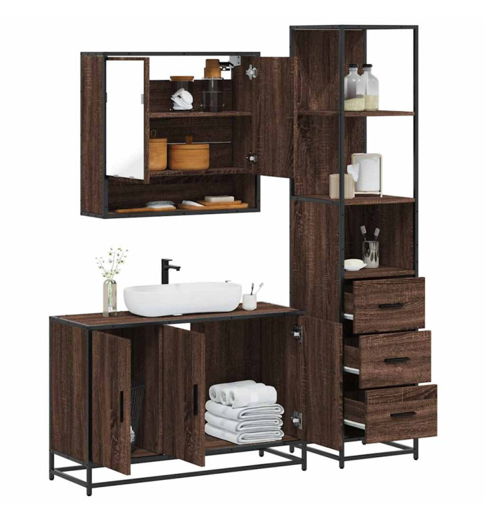 Ensemble de meubles de salle de bain 3 pcs Chêne marron | Mobilier & Déco
