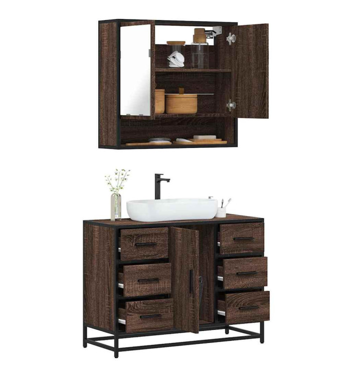 Ensemble de meubles de salle de bain 2 pcs Chêne marron | Mobilier & Déco