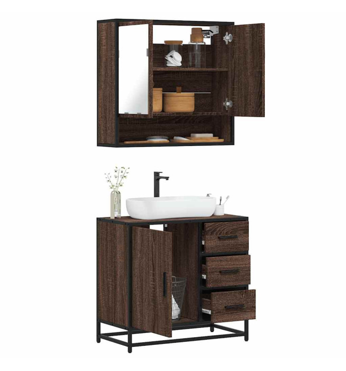 Ensemble de meubles de salle de bain 2 pcs Chêne marron | Mobilier & Déco