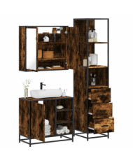 Ensemble de meubles de salle de bain 3 pcs Chêne fumé | Mobilier & Déco