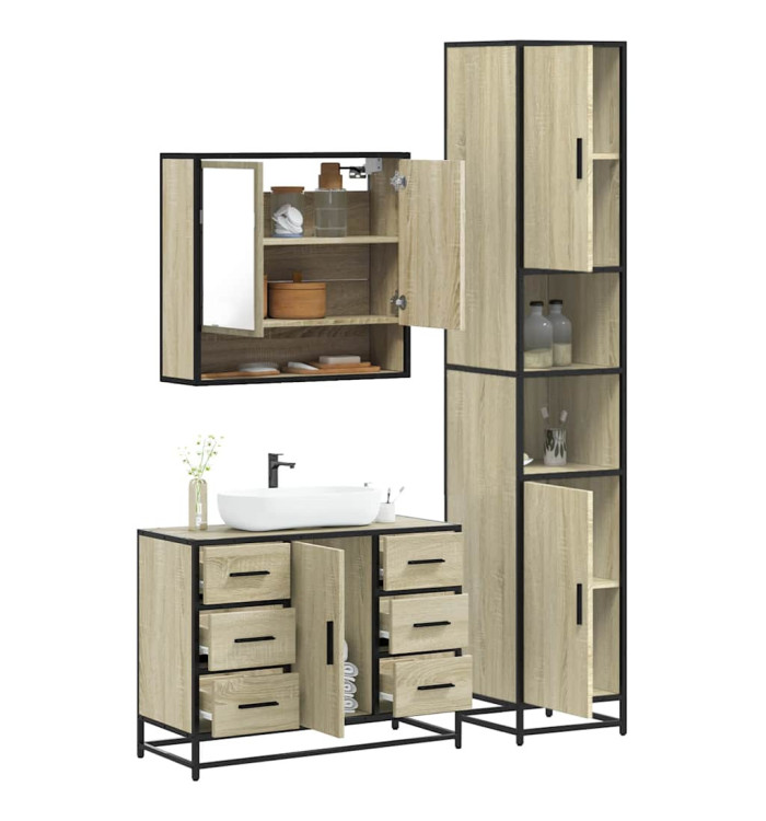 Ensemble de meubles de salle de bain 3 pcs chêne sonoma | Mobilier & Déco