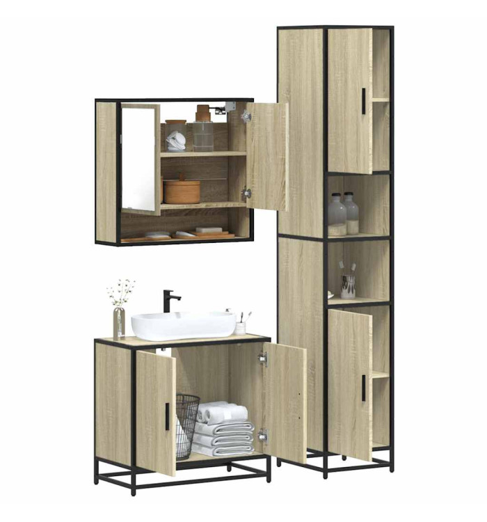 Ensemble de meubles de salle de bain 3 pcs chêne sonoma | Mobilier & Déco