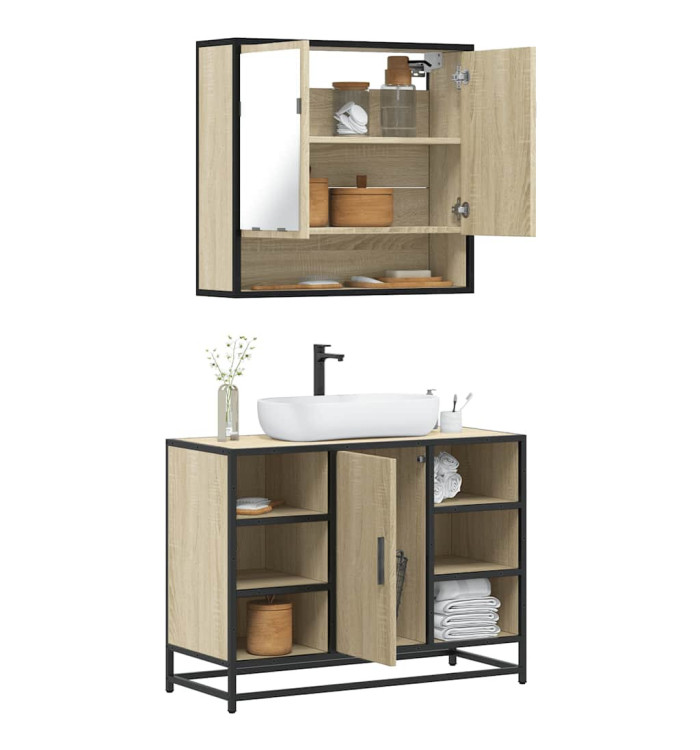 Ensemble de meubles de salle de bain 2 pcs chêne sonoma | Mobilier & Déco