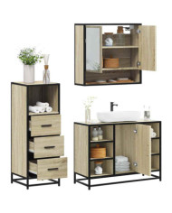 Ensemble de meubles de salle de bain 3 pcs chêne sonoma | Mobilier & Déco