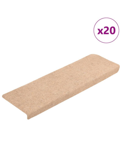 Tapis d'escalier autocollant 20 pcs crème 65x21x4 cm | Mobilier & Déco